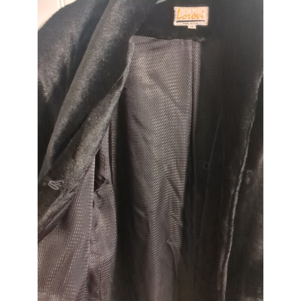 Luxurious Vintage Lorovi Black Faux Mink Fur Coat Sz Medium - Picture 7 of 10